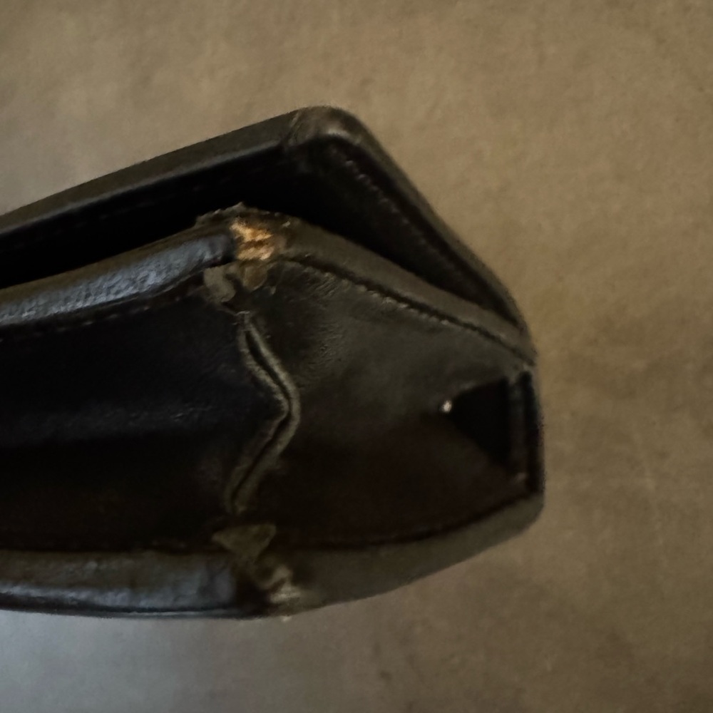 Vintage Coach Hamptons Black Leather Wallet w. White Stitching & Key Ring - Picture 10 of 16